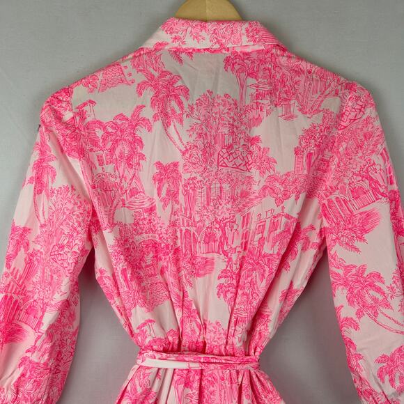 Lilly Pulitzer Amrita 3/4 Sleeve Dress Belted Pink/White 015910 Women's Size 4 - Picture 11 of 13